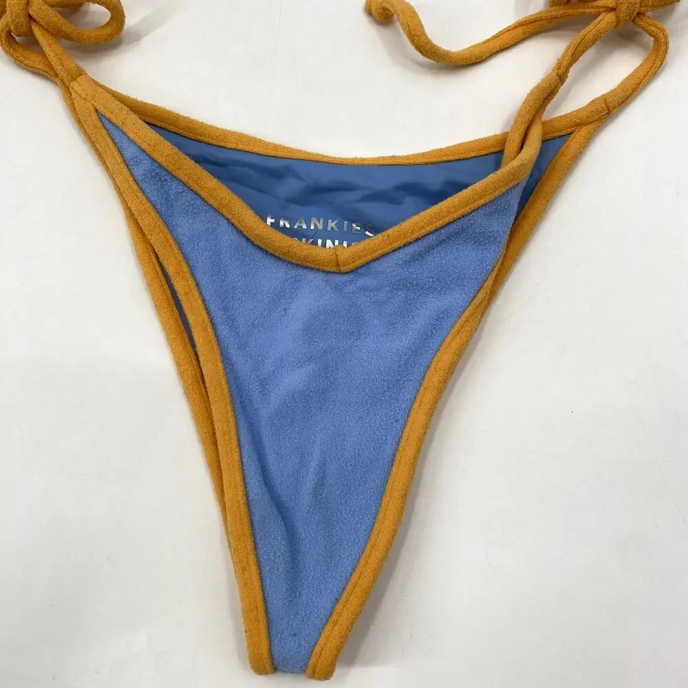 Frankie's Bikinis Blue & orange terrycloth bikini bottoms